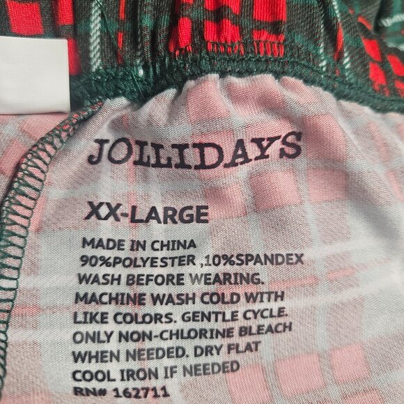Jollidays XXL Red Plaid Leggings, 90% Polyester, 10% Spandex - Picture 2 of 5